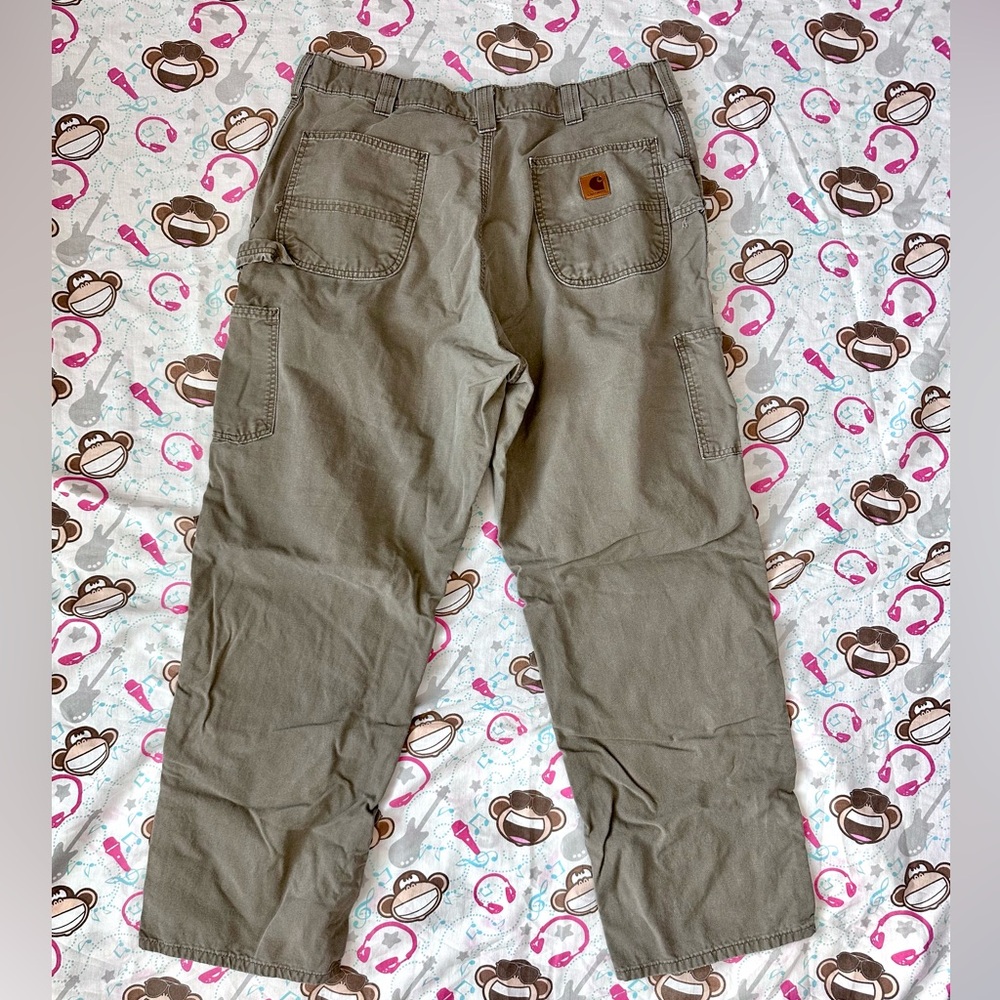 Carhartt Carpenter‎ Pants B151-LBR 40x31 Grey Khaki Cargo Distressed Thrashed
